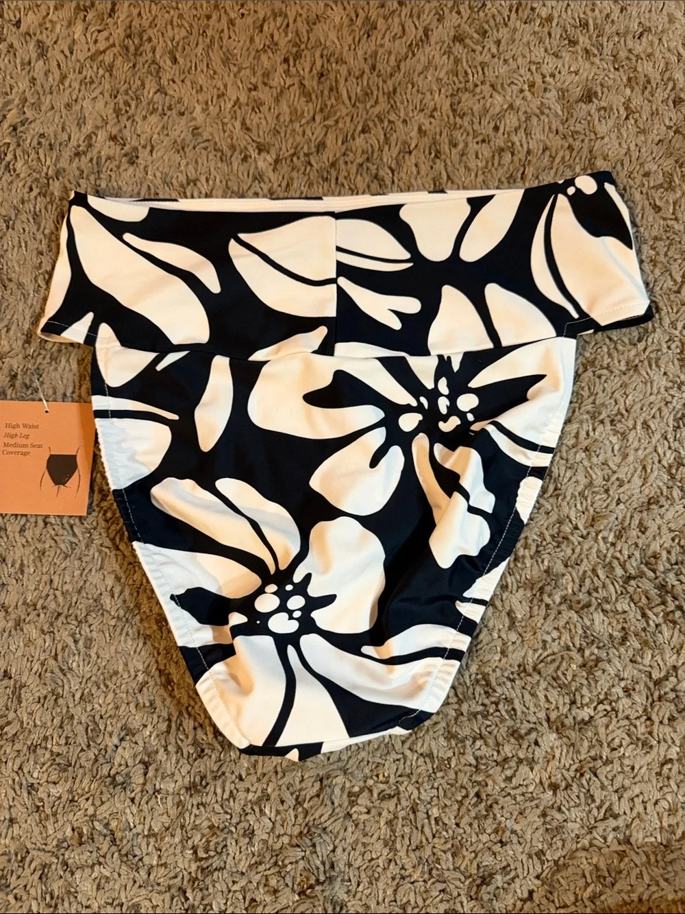 Shade & Shore Black and White Floral Bikini Bottoms